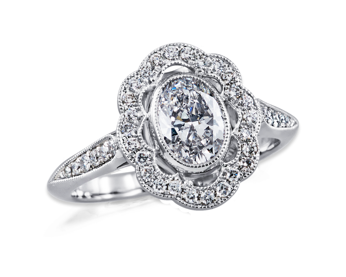 18K RG Floral Halo Diamond Ring | Hogans Family Jewellers
