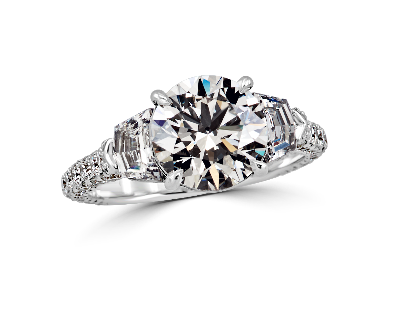Shield-Shaped Step Cut Light Brown Diamond Ring - 