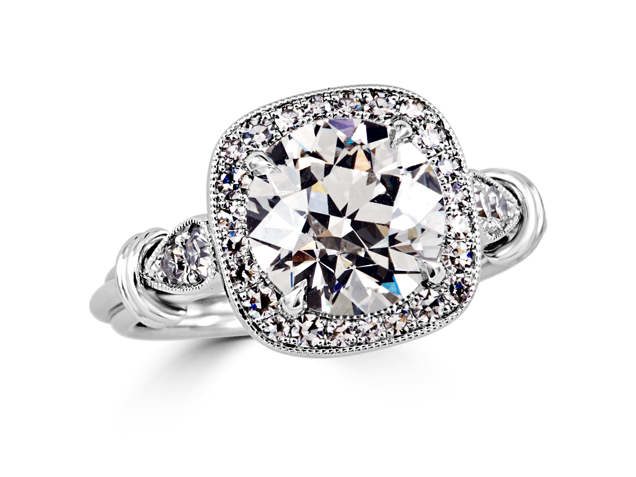 Large Diamond Cushion Halo Engagement Ring S3459-18kt-White | Bay Area  Diamond Company | Green Bay, WI