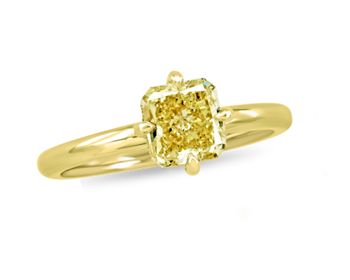Fancy Intense Yellow Compass Prong Solitaire Ring