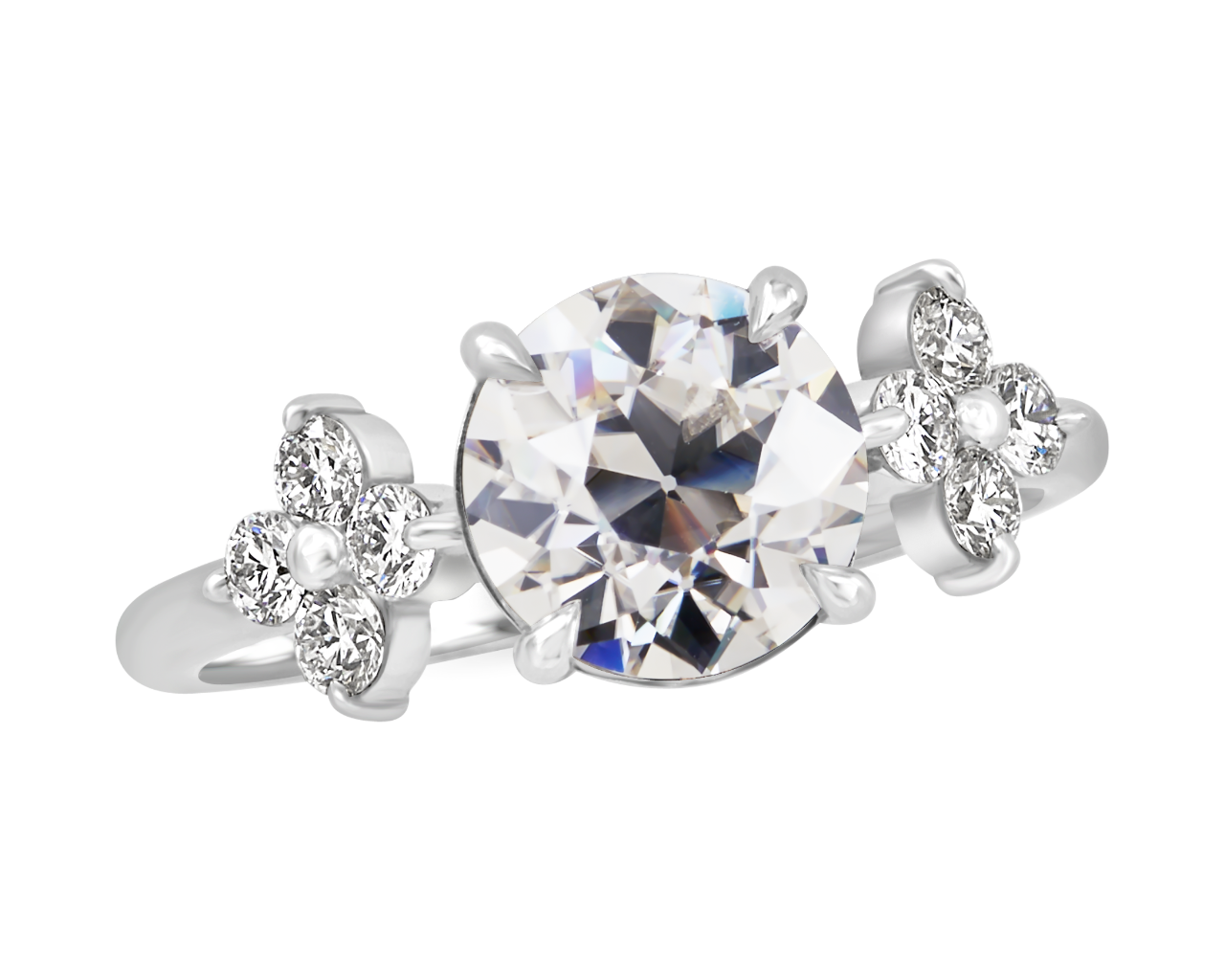 4ct Princess-Cut Quad Center Halo Baguette Diamond Ring | Shop Jewelry  Online